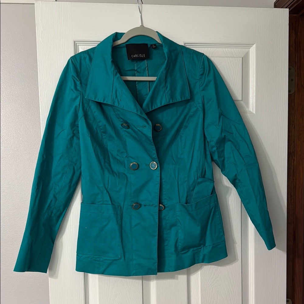 Carlisle Teal Trench Coat Classic Fitted Design